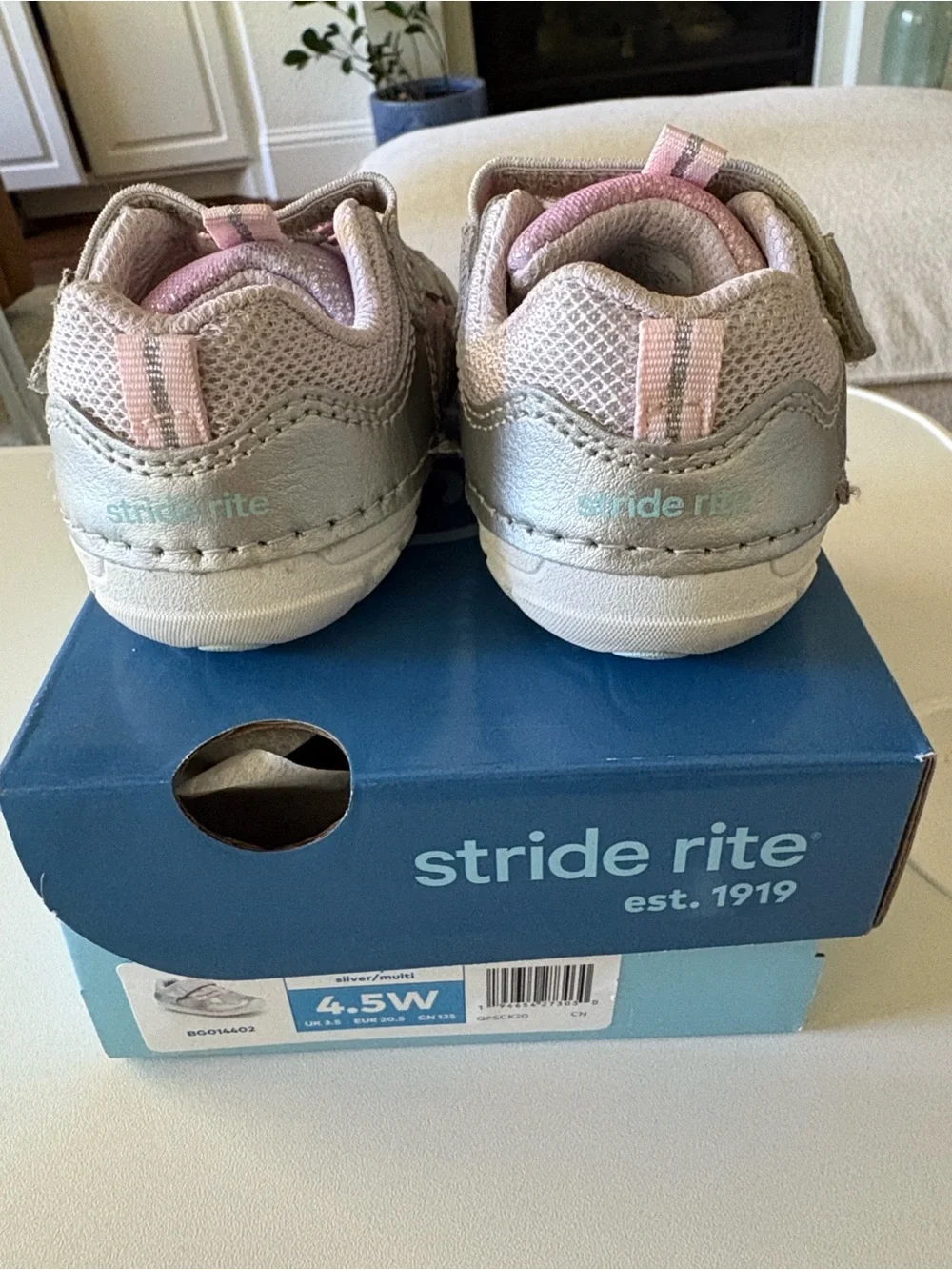 Stride Rite Pink and Silver Toddler Hook-and-Loop Sneakers
